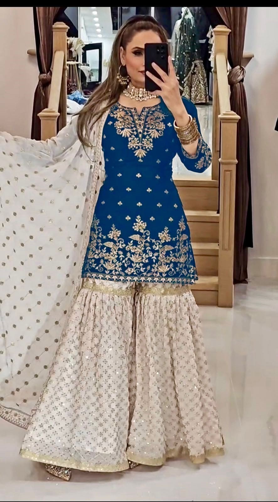 Georgette Embroidered Sharara Suit with Dupatta